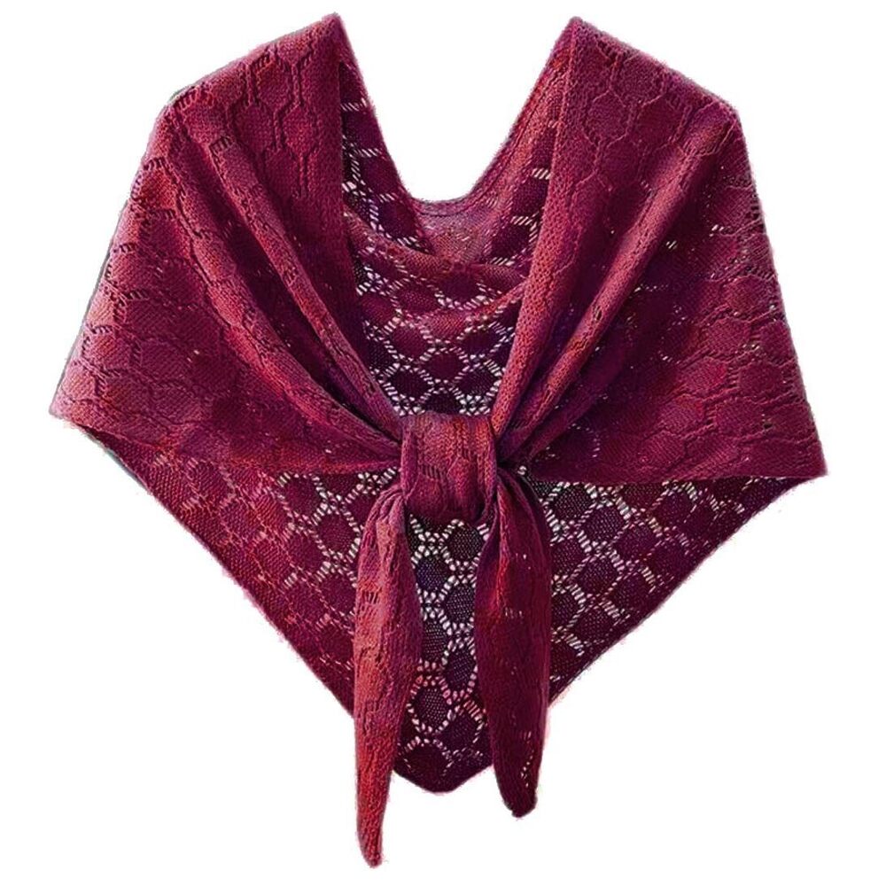 1273 Women's Shawl Hollow Knitted Poncho Cape Scarf Pashmina Shawls (Wine